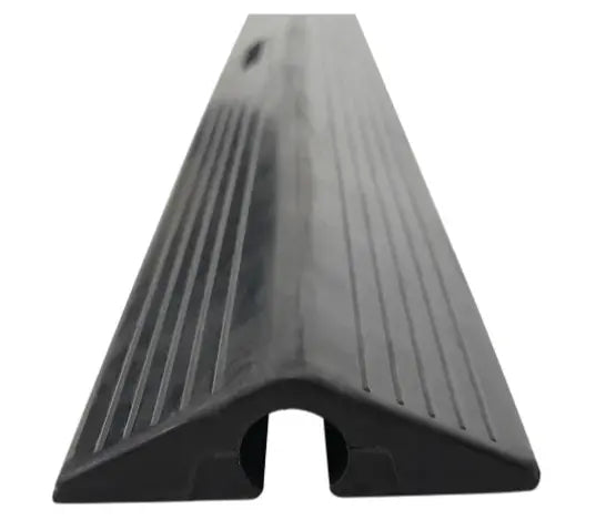A 60-inch black rubber cord cover with a ribbed texture for improved grip and a central channel to conceal cords.