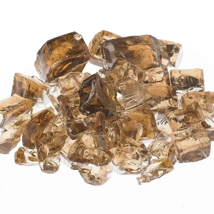 terra copper shimmery fire pit glass on a white background by grand canyon