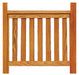 A wooden picket fence panel with vertical slats and a top rail.