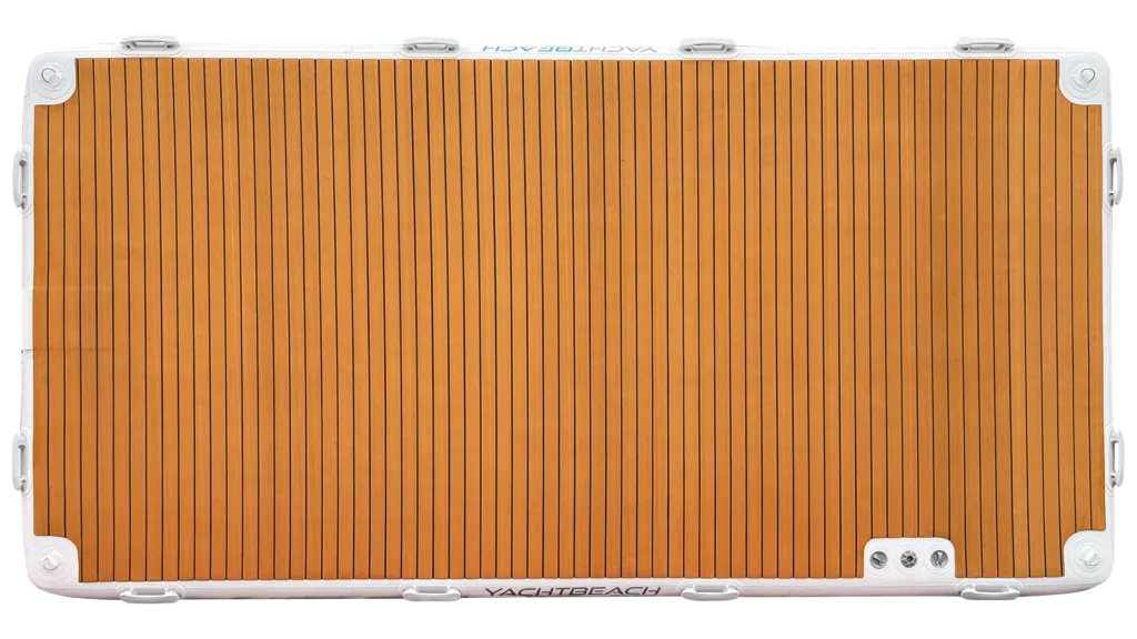 premium teack yacht platform with white corners on a white background