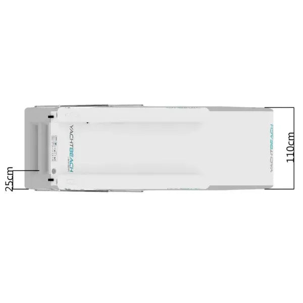 Rectangular light fixture with dimensions labeled on a white background