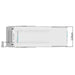 Rectangular light fixture with dimensions labeled on a white background