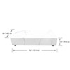 A diagram of the Elementi Home Bianco 62" rectangular marble porcelain coffee table, measuring 62 inches (157.5 cm) in length, 30 inches (76.2 cm) in width, and 14 inches (35.6 cm) in height.
