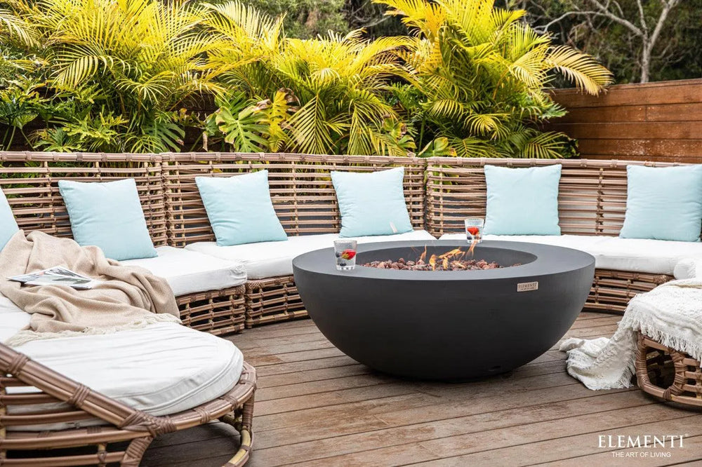 Elementi Lunar Fire Pit Bowl configured with outdoor seating