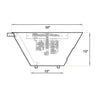 A black and white drawing of a table. The table has four legs and a rectangular tabletop. Text dimensions are written on the drawing: 32" length, 15" width and 15" height.