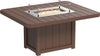 Durable outdoor fire pit table, perfect for entertaining guests. Features a weather-resistant design, glass wind guard, and propane-powered fire pit.