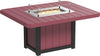 Durable outdoor fire pit table, perfect for entertaining guests. Features a weather-resistant design, glass wind guard, and propane-powered fire pit.