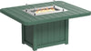 Durable outdoor fire pit table, perfect for entertaining guests. Features a weather-resistant design, glass wind guard, and propane-powered fire pit.
