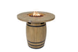 high top table with fire pit lit on fire rocks on a white background