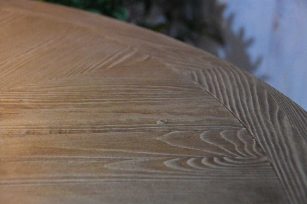 close up of wood barrel material on high pit fire table