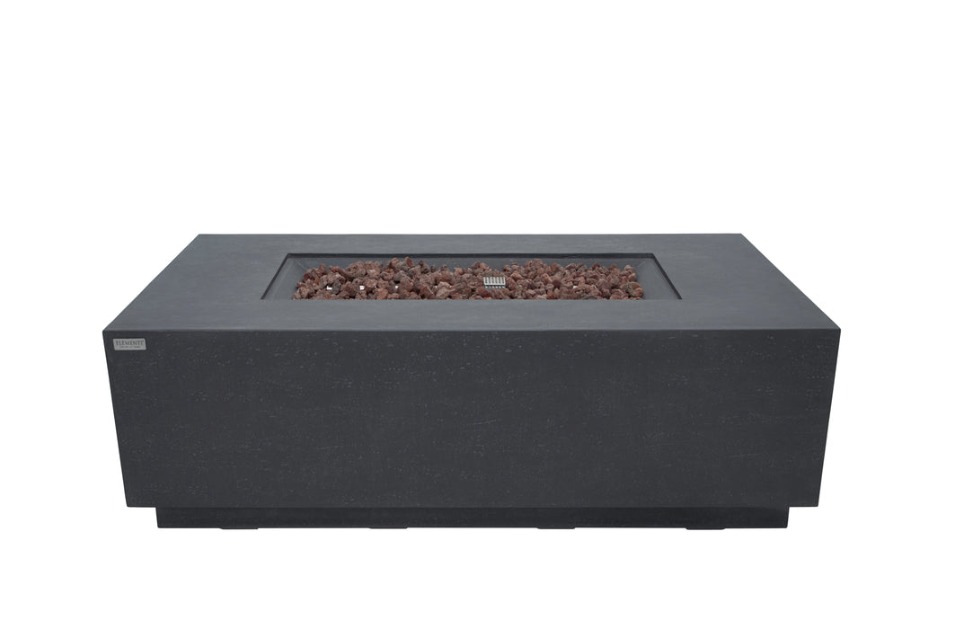 dark grey fire table with brown lava rocks high performance cast concrete