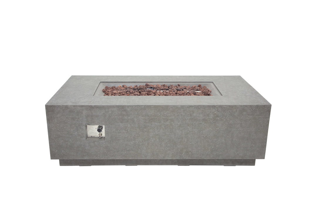 light grey fire table by elementi not lit