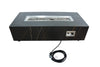 OFP121BB Bulgaria Black Varna Marble Porcelain rectangular table top fire pit with hose on a white background