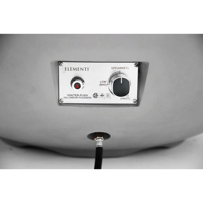 Control panel with 'Elementi' branding on a gray background