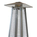 Detail shot highlighting the sturdy construction and protective mesh screen of a patio heater