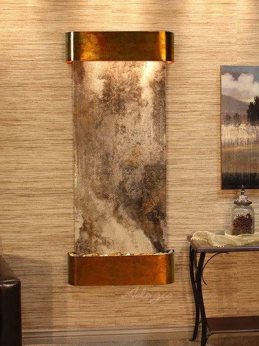 beautiful indoor wall feature with bronzy stone by adagio water feature