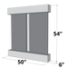 A line drawing of the Adagio Aspen Falls Wall Water Fountain. It shows a rectangular structure with two vertical panels, likely representing the slate, separated by a central vertical element. 