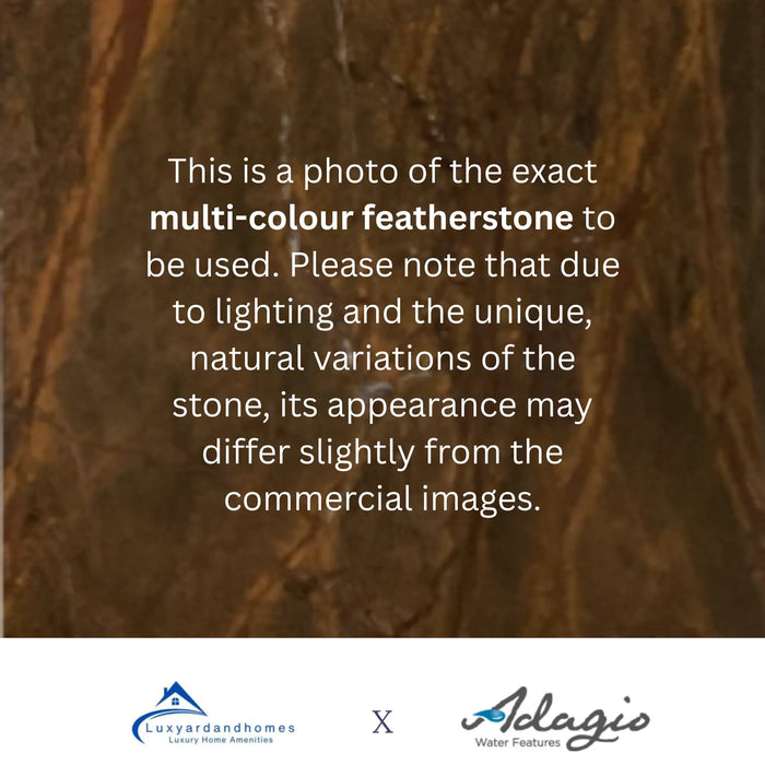 brown marble stone on adagio water feature close up