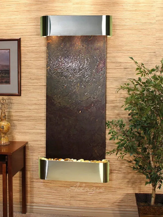 adagio indoor wall fountain with stainless steel panel and multicolour 
featherstone