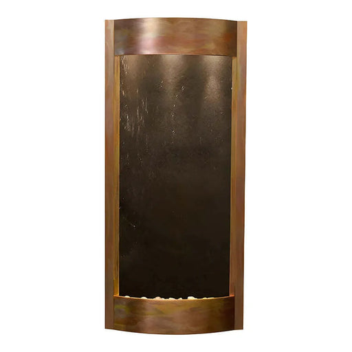 Wall-mounted water fountain with bronze finish on a white background