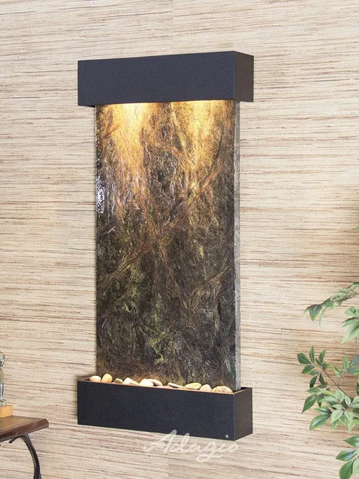 green marble slate on a medium sized horizonal indoor water fountain for wall by adagio water features