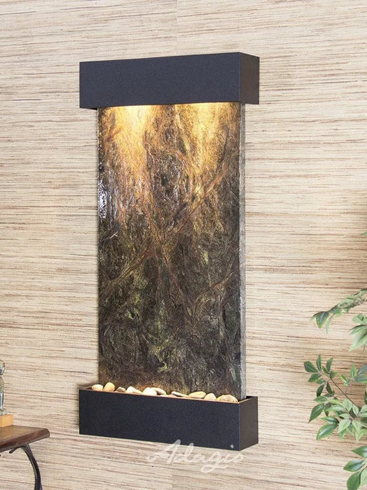 green marble slate on a medium sized horizonal indoor water fountain for wall by adagio water features