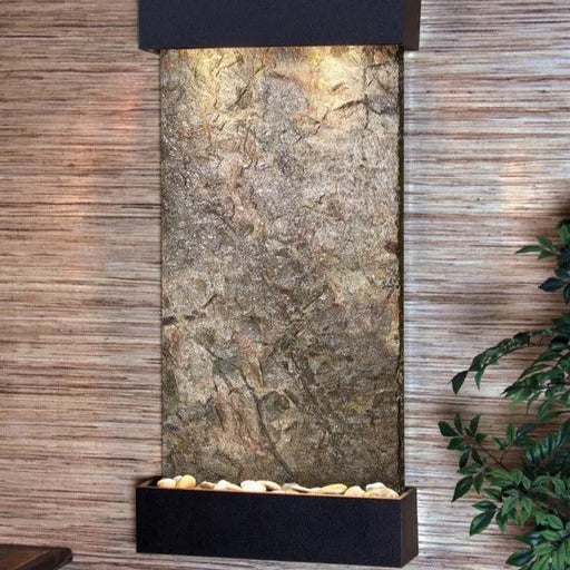 adagio water feature an indoor wall fountain horizontally hung on a textured wall