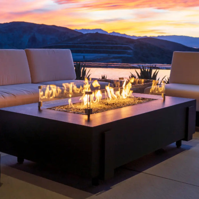 Support Fire Table American Fyre Designs Black Lava Rectangular Fire Table