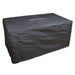 A black fabric rectangular fire pit cover with the "American Fyre Designs" logo visible in a white rectangle on the top. The cover is shown on a white background, angled slightly to the right, revealing its rectangular shape and fabric texture.