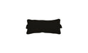 Rectangular outdoor headrest pillow in a solid, deep black shade. The pillow has subtle piping along the edges and gathered fabric detailing on the sides. It is isolated on a white background.