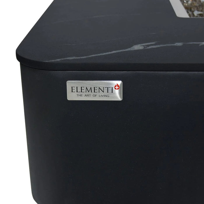 black marble elementi plus annecy fire table with elementi logo