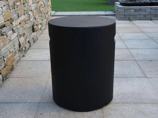 black modeno smooth finish round tank cover in patio