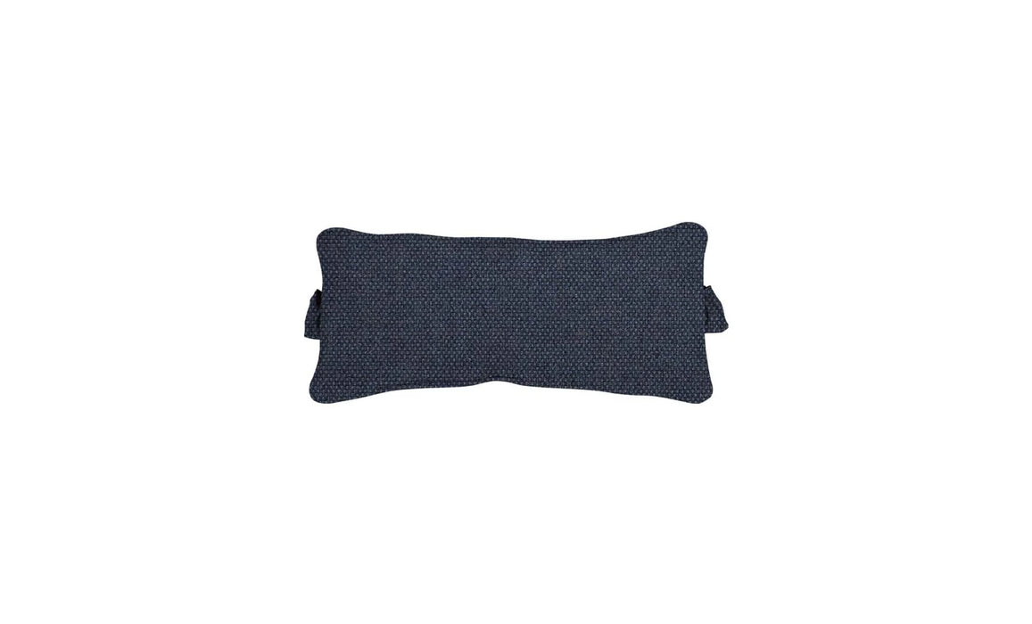 Rectangular dark gray outdoor headrest pillow for chaise with a subtle textured pattern on a white background