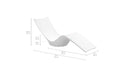 White Ledge Lounger commercial chaise lounge with labeled dimensions: 70 inches long, 23 inches wide, and 29.5 inches high. Seat height and knee height are also indicated.