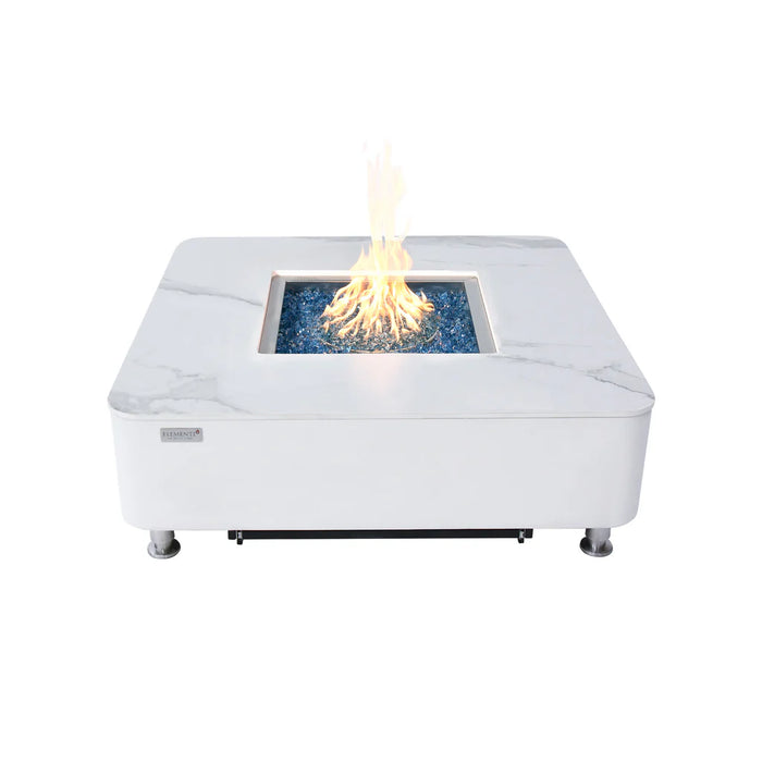 copenhagen marble porcelain square fire table elementi plus on a white background