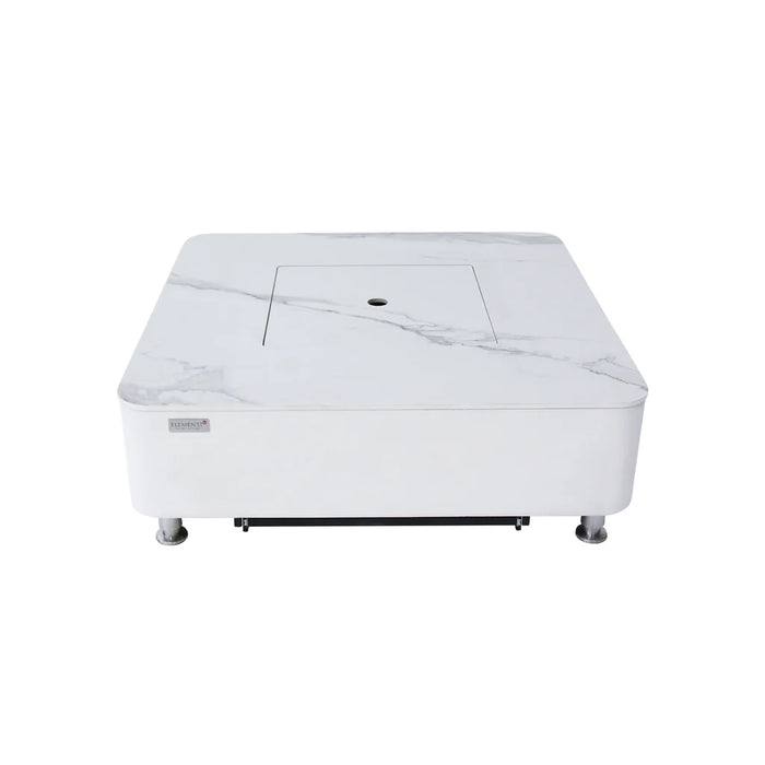 copenhagen white marble porcelain square fire table elementi plus on a white background