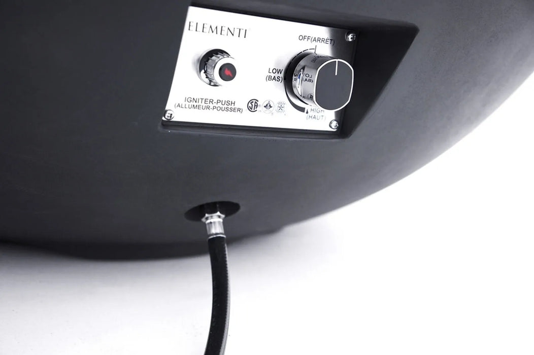 Control panel of a cylindrical device with 'Elementi' branding on a white background