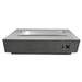 Stainless steel fire pit lid placed on top on granville fire table by elementi on a white background