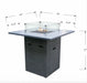 elementi alps outdoor bar table with fire pit OFG222 with glass windscreen and measurement breakdown