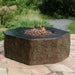 elementi columbia hexagon high performance cast concrete fire pit table OFG105 with flame on outdoor set up 