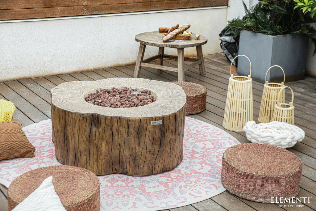 round fire pit table redwood natural stump