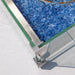 elementi copenhagen marble porcelain square fire table with blue fire glass close up