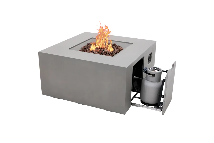 Elementi Rocky Square Outdoor Fire Table with Hidden Propane Tank