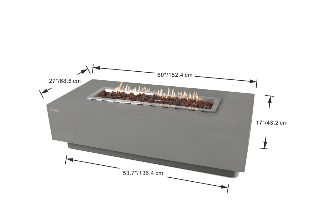 rectangle patio fire pit table with measurements