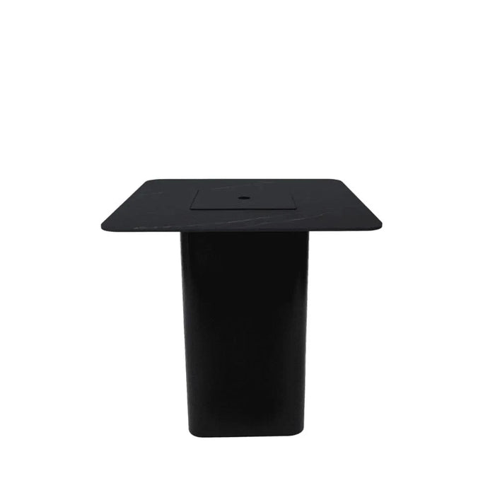 high top fire table with fire pit lid on a white background