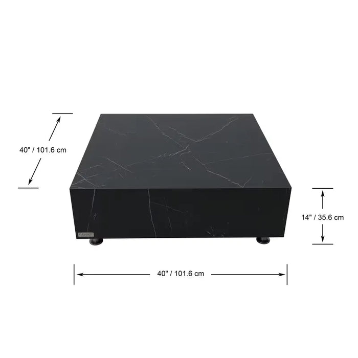 Diagram showing the dimensions of a square coffee table.
