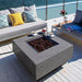 top view of dark grey square fire pit table