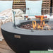 elementi round fire pit table with round glass wind screen with fire pit lit