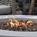 close up round gas fire pit table