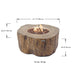 redwood natural stump round fire table with dimensions